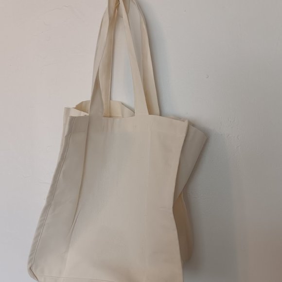 Hand-Painted Koi Fish Canvas Tote Bag: Lotus Pond Reusable Bag 14x13x7 inches - Picture 6 of 10